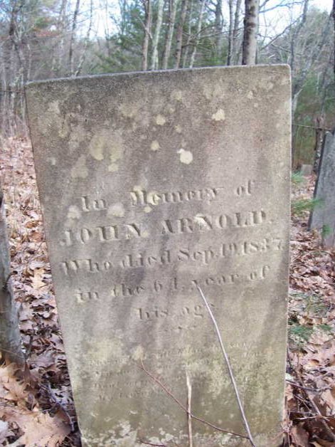 Headstone of John Arnold, who died in 1837, in the family cemetery at the Old Arnold Estate